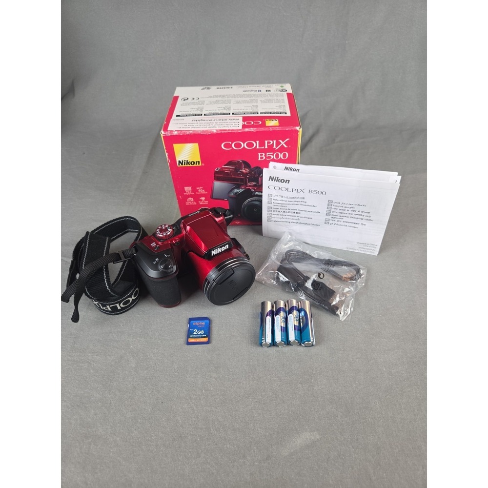 MINT🔥Nikon COOLPIX B500 16.0MP Digital Camera Red With 2GB SD Card *Video